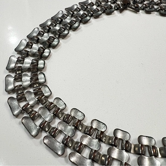 Panther Link / 5 Row Brick Link Chain Collar Necklace 17.5” - Picture 14 of 16
